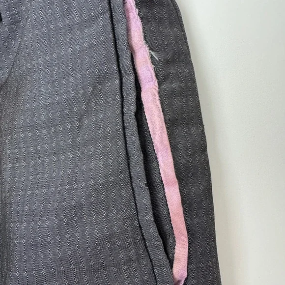 Prada Mens Grey Micro Pattern Trousers Pink Contrast Trim Made in Italy Size 48